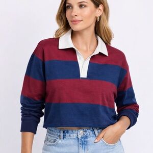 American Eagle 77 Throwback Rugby Cropped Stripe‎ Top Small
